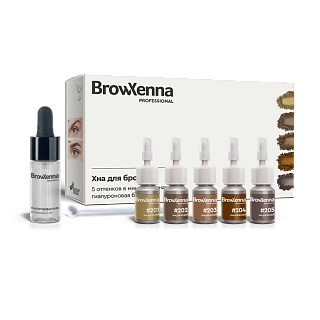 Набор "Блонд мини" хна для бровей 5 цветов + база, BrowXenna®